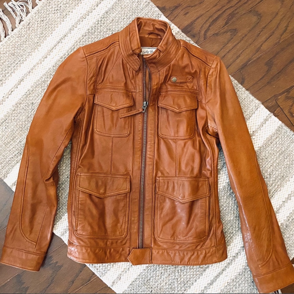 Cognac Brown Lamb Leather Moto Jacket Lucky Brand